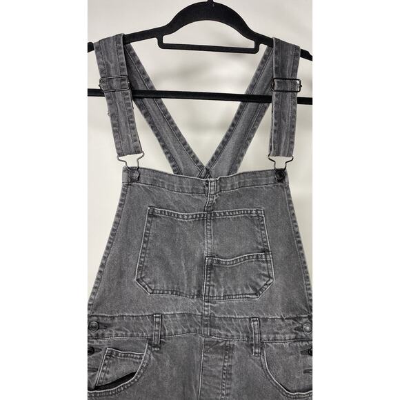 We The Free People Ziggy Slouchy Denim Overalls Women's Medium Black Boho Basic - Picture 2 of 7